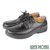 【GREEN PHOENIX】男 紳士皮鞋 商務皮鞋 皮鞋 全真皮 牛皮 綁帶 EU40 黑色