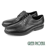 【GREEN PHOENIX】男 紳士皮鞋 商務皮鞋 皮鞋 全真皮 牛皮 綁帶 台灣製 EU40 黑色
