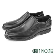 【GREEN PHOENIX】男 紳士皮鞋 商務皮鞋 皮鞋 全真皮 牛皮 直套式 台灣製 EU40 黑色