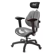 GXG 雙軸枕 雙背工學椅(4D弧面摺疊手) 中灰網座 TW-2706 EA1D