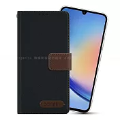 Xmart for Samsung Galaxy A34 5G 度假浪漫風斜紋側掀支架皮套 灰色