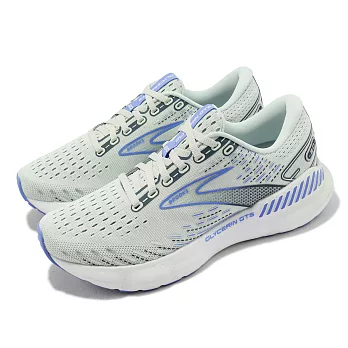 Brooks 慢跑鞋 Glycerin GTS 20 女鞋 白 藍 氮氣中底 緩衝 甘油系列 20代 運動鞋 1203701B494