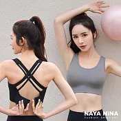Naya Nina 雙肩包覆透氣減壓無鋼圈運動內衣M~XL(四色可選) L 灰色