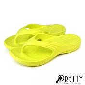 【Pretty】男女 女大尺碼 拖鞋 夾腳 輕量 防水 台灣製 JP28 黃色