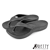 【Pretty】男女 女大尺碼 拖鞋 夾腳 輕量 防水 台灣製 JP28 黑色