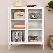 《Homelike》亞力鋼製玻璃置物櫃(白色) 書櫃 展示櫃 辦公櫃