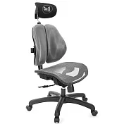 GXG 雙軸枕 雙背電腦椅(無扶手) 中灰網座 TW-2704 EANH