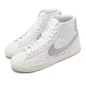 Nike 休閒鞋 Wmns Blazer Mid 77 ESS 女鞋 白 銀 小白鞋 高筒 皮革 DQ7574-100
