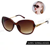 【SUNS】抗UV太陽眼鏡 時尚淑女精緻大理石造型 大框顯小臉 S33 茶色