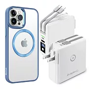 Dr.b@ttery電池王 MagSafe無線充電+自帶線行動電源-白色 搭 iPhone14 ProMax 6.7 星耀磁吸保護殼 藍色