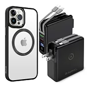Dr.b@ttery電池王 MagSafe無線充電+自帶線行動電源-黑色 搭 iPhone14 Pro 6.1 星耀磁吸保護殼 黑色