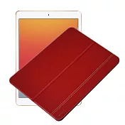 CITY for iPad 10.2 2019/2020/2021 牛皮帶筆槽側掀三段式磁吸立架 紅色