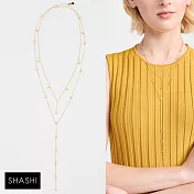 SHASHI 紐約品牌 Diamond Dangle 雙層金色Y字鍊 經典鑲鑽Y字鍊