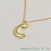 Wanderlust+Co 澳洲品牌 鑲鑽立體氣球字母項鍊 金色字母C項鍊 Alphabet Bubble