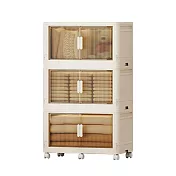 IDEA-三層大容量折疊收納櫃(兩色可選) 米褐色