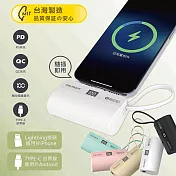 【台灣製造】液晶顯示18W快充 直插式口袋行動電源(蘋果、安卓皆可用) 薄荷綠