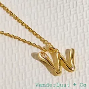Wanderlust+Co 澳洲品牌 鑲鑽立體氣球字母項鍊 金色字母W項鍊 Alphabet Bubble