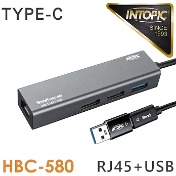 INTOPIC USB3.1&RJ45鋁合金集線器(HBC580)