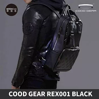 摩達客韓國進口COOD GEAR_REX001黑霧光刀刻紋頂級時尚商務雙邊後背包電腦包15L/可攜至14吋筆電/防潑水/人體工學