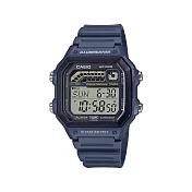 CASIO 卡西歐 10年電池壽命 經典數位休閒錶 WS-1600H 計時 鬧鈴 2A-黑框藍錶帶