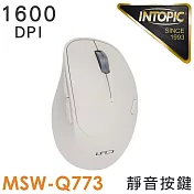 INTOPIC 2.4GHz飛碟無線靜音滑鼠(MSWQ773) 米色