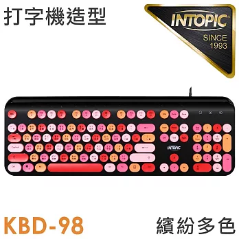 INTOPIC 炫彩復古圓鍵帽鍵盤(KBD98) 漿果粉彩