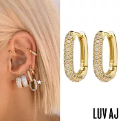 LUV AJ 好萊塢潮牌 金色鎖扣耳環 鑲鑽小圓耳環 PAVE CHAIN LINK HUGGIES
