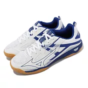Mizuno 桌球鞋 Wave Kaiserburg 7 寬楦 男鞋 白 藍 羽球鞋 膠底 室內運動 美津濃 81GA2220-27