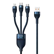 BASEUS倍思 一拖三66W 1.2米快充傳輸充電線 USB TO iPhone+Micro+Type-C 藍色