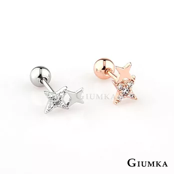 GIUMKA後鎖式小耳環十字星光耳栓式鋼針耳釘可戴於耳骨處銀色/玫金色單支價格MF22028 無 MF22028玫金色單一支
