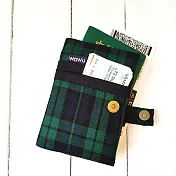 WaWu 護照套+扣帶 客製接單生產 (深藍綠格)