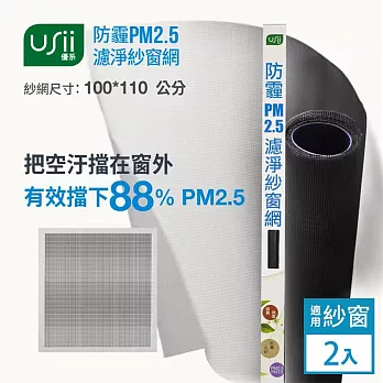 Usii 防霾PM2.5濾淨紗窗網(窗用)-100x110cm 2入組