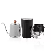 【PO:Selected】丹麥棱角保溫杯咖啡三件組(棱角保溫杯460ml-共3色/咖啡壺-灰/咖啡濾網) 黑