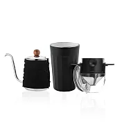 【PO:Selected】丹麥棱角保溫杯咖啡三件組(棱角保溫杯460ml-共3色/咖啡壺-黑/咖啡濾網) 黑