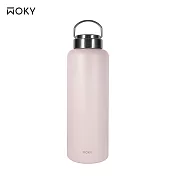 【WOKY 沃廚】提手輕芯鈦瓷易潔層保溫瓶1200ML (5色可選)  靄緋粉 (粉色)
