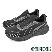 【GREEN PHOENIX】男 休閒鞋 運動鞋 老爹鞋 厚底 綁帶 透氣 JP26 黑色