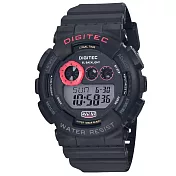 DIGITEC 數碼科技 DG-5021T 運動風格多功能防水電子錶 黑色