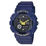 DIGITEC 數碼科技 DA-2185T 休閒好穿搭雙顯雙針多功能防水電子錶 藍色