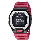 DIGITEC 數碼科技 DG-5050T 休閒穿搭時尚多功能防水電子錶 紅色(銀框)