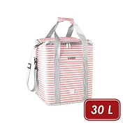 《IBILI》Biarritz肩背保冷袋(粉櫻條紋30L) | 保溫袋 保冰袋 野餐包 野餐袋 便當袋