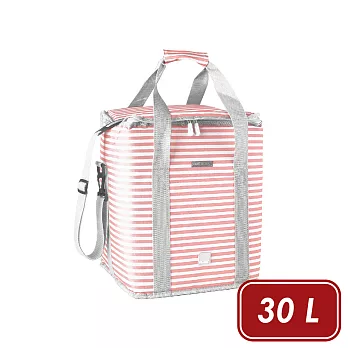 《IBILI》Biarritz肩背保冷袋(粉櫻條紋30L) | 保溫袋 保冰袋 野餐包 野餐袋 便當袋