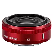 【Nikon 尼康】Nikon 1 NIKKOR 10mm f/2.8定焦鏡*(平行輸入)~送專屬拭鏡筆+減壓背帶 紅色