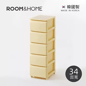 【韓國ROOM&HOME】韓國製34面寬五層抽屜收納櫃(木質天板)-DIY- 奶油黃
