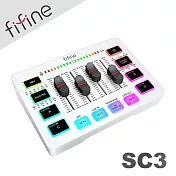 FIFINE SC3 RGB音訊混音器USB直播聲卡(白色)