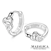 Majalica925純銀耳環925銀耳圈針式耳扣通體體925純銀耳飾心靈相通愛心元素PF7106 無 小耳環一對(內直徑約8MM)