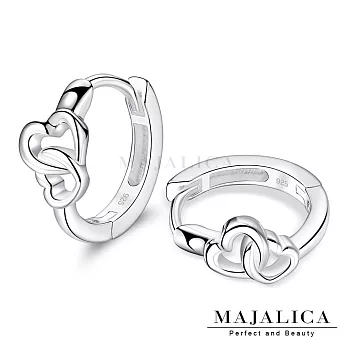 Majalica925純銀耳環925銀耳圈針式耳扣通體體925純銀耳飾心靈相通愛心元素PF7106 無 小耳環一對(內直徑約8MM)