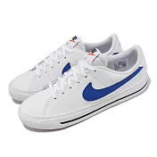 Nike 休閒鞋 Court Legacy GS 女鞋 大童鞋 白 藍 網球風 皮革 基本款 小白鞋 DA5380-101