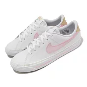 Nike 休閒鞋 Court Legacy GS 女鞋 大童鞋 白 粉 皮革 網球風 基本款 小白鞋 DA5380-115