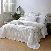法國CASA BELLE《波賽隆頓》加大天絲刺繡四件式防蹣抗菌吸濕排汗兩用被床包組(共兩色)-白色