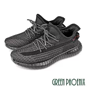 【GREEN PHOENIX】男 休閒鞋 運動鞋 潮鞋 百搭 潮流 直套式 飛線編織 JP26 黑色
